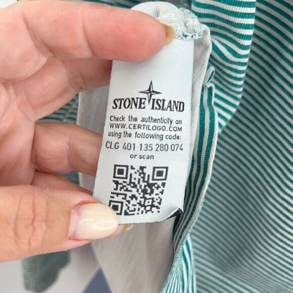 Stone Island × Supreme S/S 2015 Men's XL Long sleeve Green Striped AS IS - Picture 14 of 16